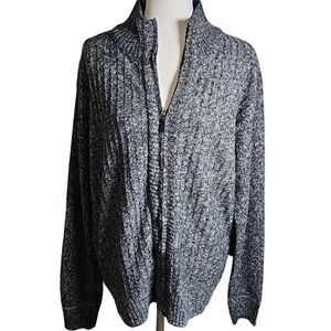 Akademiks NWT Charcoal Zip-Up Ribbed Mock Neck Sweater Unisex Large Cardigan